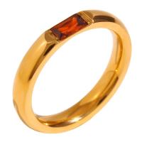 Cubic Zirconia anillo de dedo de acero inoxidable, acero inoxidable 316L, chapado en oro de 18 K, diverso tamaño para la opción & micro arcilla de zirconia cúbica & para mujer, más colores para la opción, tamaño:6-8, Vendido por UD