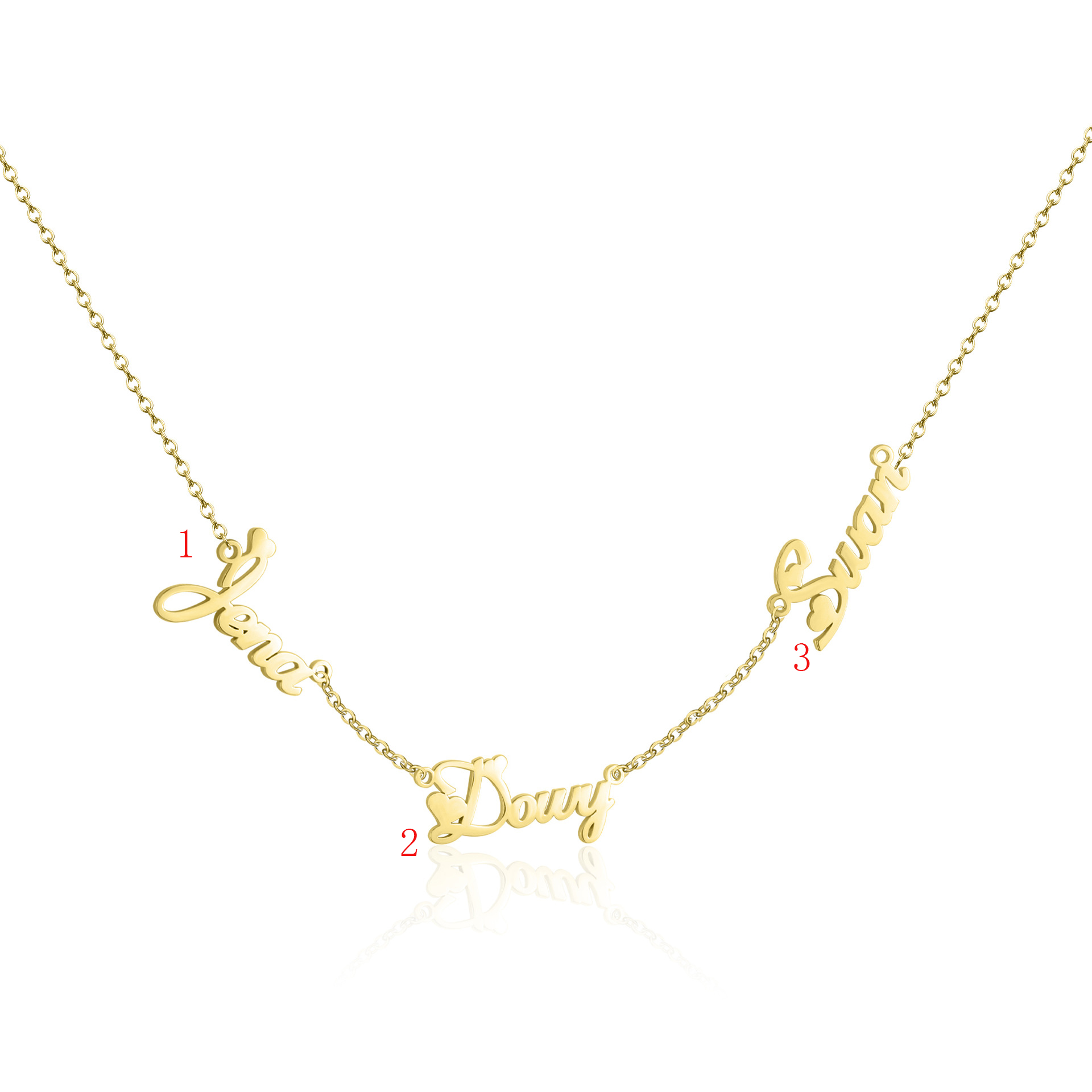 304 Stainless Steel Necklace, with 1.97inch extender chain, 18K gold plated, Each custom text must be less than 10 letters & fashion jewelry & Unisex, more colors for choice, Length:Approx 17.72 Inch, Sold By PC