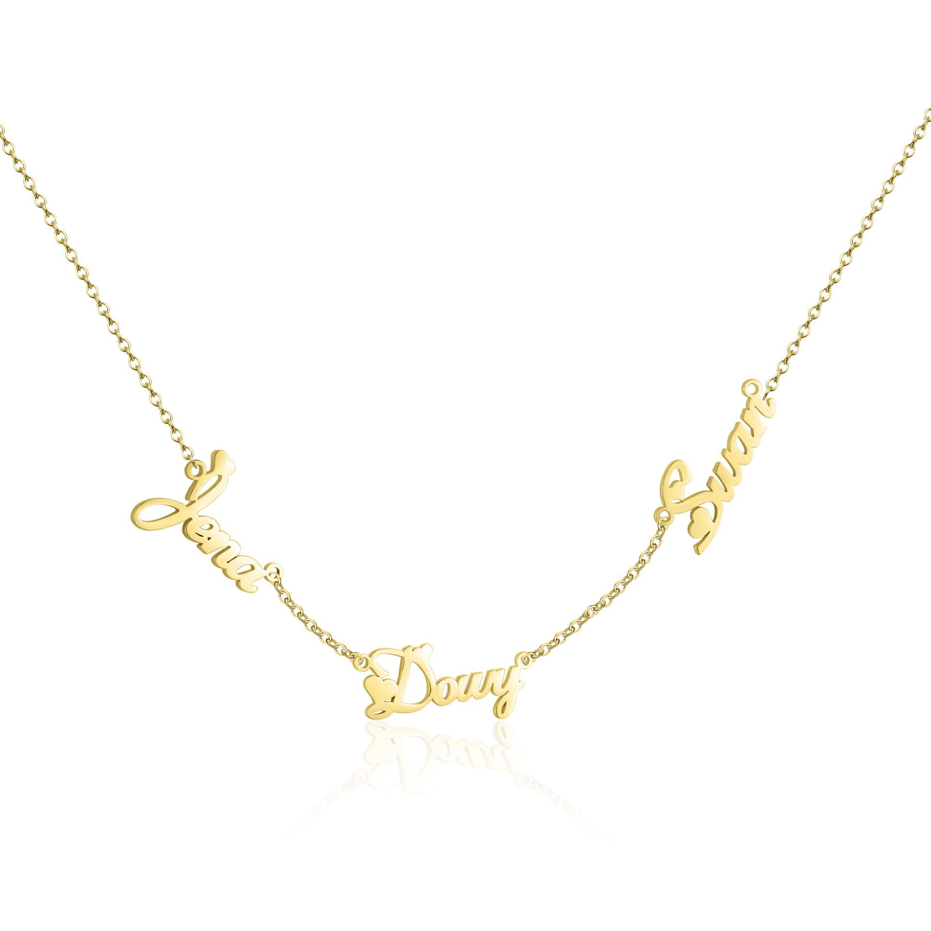 304 Stainless Steel Necklace, with 1.97inch extender chain, 18K gold plated, Each custom text must be less than 10 letters & fashion jewelry & Unisex, more colors for choice, Length:Approx 17.72 Inch, Sold By PC