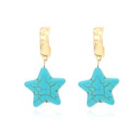 Turquoise Zinc Alloy Earring, with Synthetic Turquoise, Star, fashion jewelry & for woman 