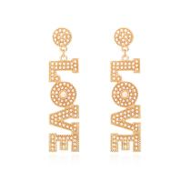 Acrylic Stud Earring, Zinc Alloy, with Plastic Pearl, Alphabet Letter, fashion jewelry & for woman, golden 