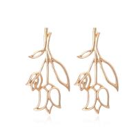 Zinc Alloy Stud Earring, Rose, Carved, fashion jewelry & for woman & hollow, golden 