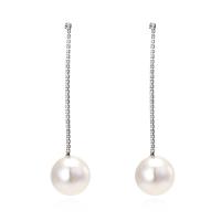 Kunststoff Perle Zink Legierung Ohrring, Zinklegierung, mit Kunststoff Perlen, Modeschmuck & für Frau & mit Strass, 110x25mm, verkauft von Paar