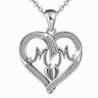 Mother's Day Jewelry & Supplies, Zinc Alloy, with 304 Stainless Steel Chain, with 1.97inch extender chain, Heart, Mother Day Jewelry & micro pave cubic zirconia & for woman Approx 17.72 Inch 