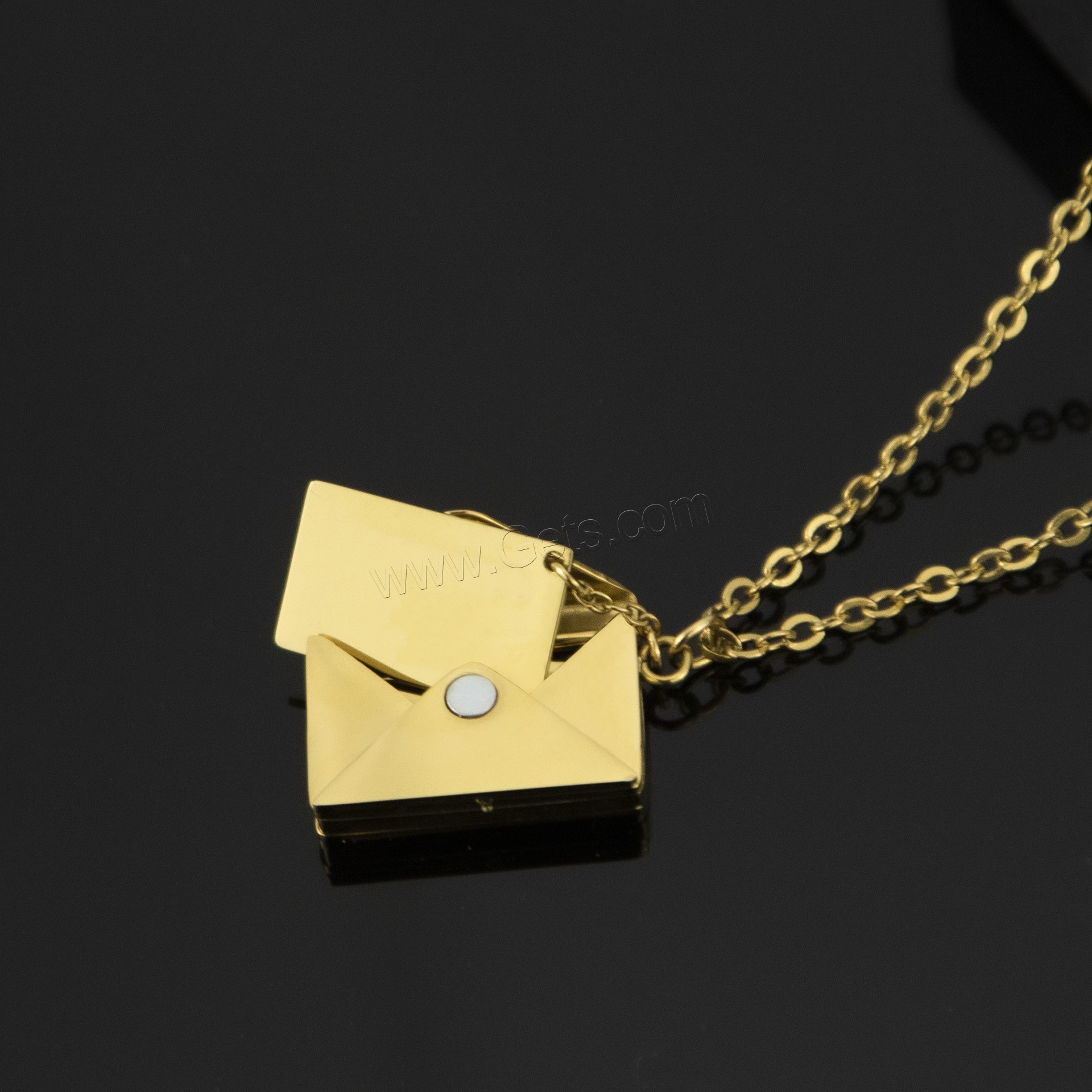 304 Stainless Steel Necklace, with 1.97inch extender chain, Envelope, 18K gold plated, Each custom text must be less than 10 letters & fashion jewelry & Unisex, more colors for choice, Length:Approx 18 Inch, Sold By PC
