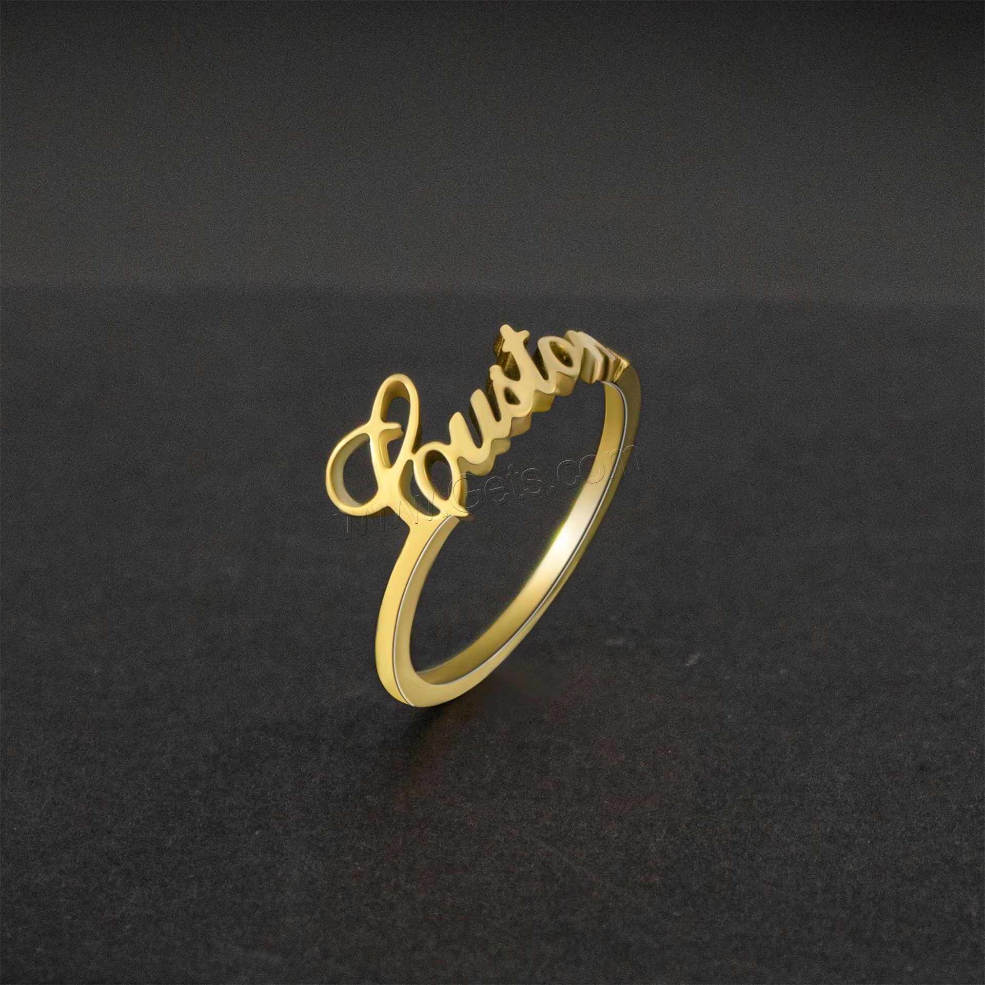304 Stainless Steel Finger Ring, 18K gold plated, Each custom text must be less than 10 letters & fashion jewelry & Unisex & different size for choice, more colors for choice, Sold By PC