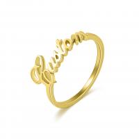 304 Stainless Steel Finger Ring, 18K gold plated, Each custom text must be less than 10 letters & fashion jewelry & Unisex 