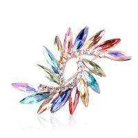 Zinc Alloy Jewelry Brooch, rose gold color plated, for woman & with rhinestone, multi-colored 