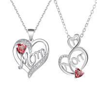 Mother's Day Jewelry & Supplies, Zinc Alloy, with 1.96inch extender chain, Heart, Mother Day Jewelry & for woman & with rhinestone Approx 15.74 Inch 