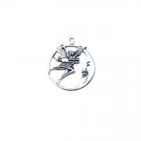 Zinc Alloy Jewelry Pendants, Flat Round, antique silver color plated, vintage & DIY & hollow Approx 