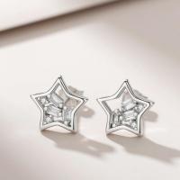 Cubic Zircon (CZ) Stud Earring, Zinc Alloy, Star, fashion jewelry & micro pave cubic zirconia & for woman, 10*10mm 