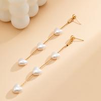 Brass Drop Earring, with Plastic Pearl, gold color plated, fashion jewelry & for woman, 1.1*10cm,1*9.5cm 