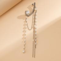 Fashion Fringe Boucles d'oreilles, fer, avec perle de plastique & alliage de zinc, Placage de couleur platine, bijoux de mode & pour femme, 3*23cm, Vendu par PC