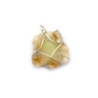 Pendentifs quartz naturel, alliage de zinc, avec perles de citrine, DIY Vendu par PC