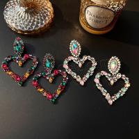Zinc Alloy Rhinestone Drop Earring, Heart, plated, fashion jewelry & for woman & with rhinestone 