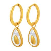 Boucles d'oreilles en acier titane, avec coquille, Avocat, Placage, bijoux de mode & pour femme, plus de couleurs à choisir, 11mm,30mm, Vendu par paire