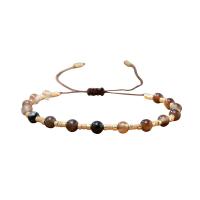 Gemstone Bracelets, with Polyester Cord, Round, Unisex & adjustable Approx 28 cm 