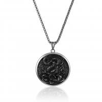 Stainless Steel Jewelry Necklace, 316L Stainless Steel, Dragon, for man & blacken cm 