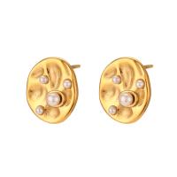 Stainless Steel Stud Earring, 304 Stainless Steel, Vacuum Ion Plating, fashion jewelry golden 
