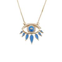 Evil Eye Jewelry Necklace, Brass, with 5cm extender chain, plated, micro pave cubic zirconia & enamel m 
