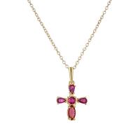 Cubic Zircon Micro Pave Brass Necklace, with 5cm extender chain, Cross, Vacuum Ion Plating, micro pave cubic zirconia cm 