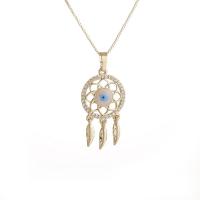 Evil Eye Jewelry Necklace, Brass, Dream Catcher, Vacuum Ion Plating, micro pave cubic zirconia 