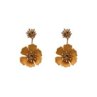 Zinc Alloy Rhinestone Stud Earring, Flower, gold color plated, stoving varnish & for woman & with rhinestone 