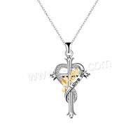 Mother's Day Jewelry & Supplies, Zinc Alloy, with 1.97inch extender chain, Heart and Cross, Mother Day Jewelry & for woman & with rhinestone, silver color Approx 17.72 Inch 