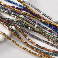 Nicht magnetische Hämatit Perlen, plattiert, DIY, keine, 3x3mm, Bohrung:ca. 0.6mm, Länge:ca. 14.96 ZollInch, ca. 135PCs/Strang, verkauft von Strang