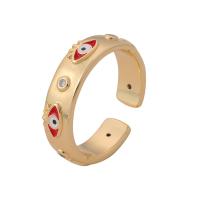 Evil Eye Jewelry Finger Ring, Brass, Vacuum Ion Plating, enamel & with rhinestone Inner Approx 17mm 