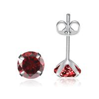 Cubic Zircon Brass Earring, Round, silver color plated & micro pave cubic zirconia & for woman 