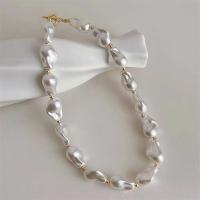 Пластиковый жемчужное ожерелье, Пластиковая жемчужина, с титан, ювелирные изделия моды & Женский, белый, длина:Приблизительно 42 см, продается PC