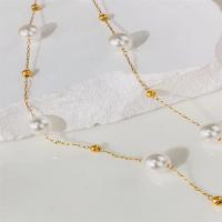 Collar de perlas de plástico, Perlas plásticas, con Partículas de acero, con 5cm extender cadena, Joyería & para mujer, 6x6mm, longitud:aproximado 40 cm, Vendido por UD