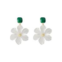 Acrylic Drop Earring, with Brass, Flower, 14K gold-filled, fashion jewelry & for woman, white 