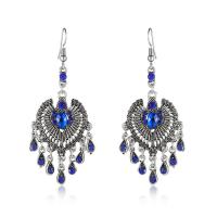 Zinc Alloy Drop Earring, silver color plated, fashion jewelry & for woman & with rhinestone nickel, lead & cadmium free 