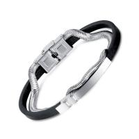 Leatheroid Cord Bracelets, Synthetic Leather, with 304 Stainless Steel, handmade, fashion jewelry & multilayer & for man nickel, lead & cadmium free, 10mm Approx 8.27 Inch 