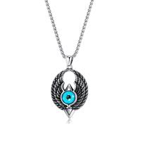 Evil Eye Jewelry Necklace, 304 Stainless Steel, with Glass, polished, fashion jewelry & multilayer & for man, two different colored, nickel, lead & cadmium free Approx 21.65 Inch 