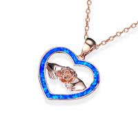 Mother's Day Jewelry & Supplies, Zinc Alloy, with Opal, with 1.97inch extender chain, Heart, rose gold color plated, fashion jewelry & Mother Day Jewelry & for woman & enamel, two different colored, nickel, lead & cadmium free Approx 17.71 Inch 