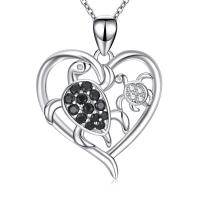 Mother's Day Jewelry & Supplies, Zinc Alloy, with 1.97inch extender chain, Heart, silver color plated, fashion jewelry & Mother Day Jewelry & for woman & with cubic zirconia, two different colored, nickel, lead & cadmium free Approx 17.71 Inch 