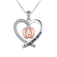 Mother's Day Jewelry & Supplies, Zinc Alloy, with 1.97inch extender chain, Heart, plated, fashion jewelry & Mother Day Jewelry & micro pave cubic zirconia & for woman, two different colored, nickel, lead & cadmium free Approx 17.71 Inch 