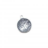 Zinc Alloy Tag Charm, Flat Round, antique silver color plated, vintage & DIY Approx 