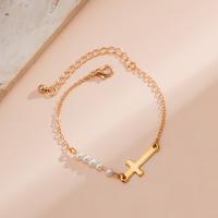 Brass Bracelets, with Plastic Pearl, with 1.9inch,2inch extender chain, plated, fashion jewelry & for woman Approx 5.5 Inch 