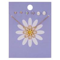 Zinc Alloy Necklace, with 3.54inch extender chain, Flower, gold color plated, fashion jewelry & for woman Approx 15.74 Inch 