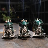 Incense Smoke Flow Backflow Holder Ceramic Incense Burner, Porcelain, Frog, half handmade, for home and office & durable & multifunctional 