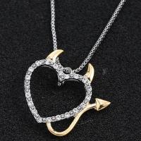 Rhinestone Zinc Alloy Necklace, with 1.96inch extender chain, Heart, fashion jewelry & Unisex & with rhinestone, 27*28mm Approx 17.71 Inch 