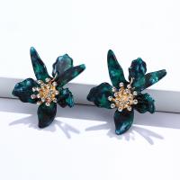 Acrylic Stud Earring, with Zinc Alloy, fashion jewelry & for woman & with rhinestone 