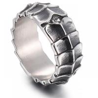 Stainless Steel Finger Ring, 316L Stainless Steel & for man & with rhinestone, 10mm 