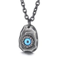 Evil Eye Jewelry Necklace, 316L Stainless Steel, with Resin, fashion jewelry & for man, 6mm,39*28mm Approx 23.62 Inch 