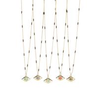 Evil Eye Jewelry Necklace, Brass, with 1.97inch extender chain, fashion jewelry & for woman & enamel Approx 17.72 Inch 