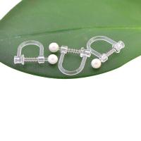 Resin Earring Clip Component, with Plastic Pearl, DIY 